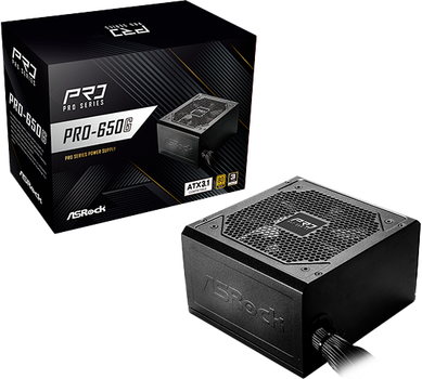 Блок живлення  ASRock PRO 650W 80 PLUS Gold Black (PRO-650G)