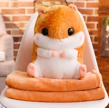 Мягкая игрушка с пледом Хомяк рыжий