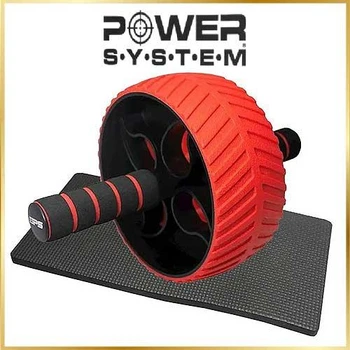 Колесо для пресса спортивный ролик для тренировки мышц живота PowerSystem 4107 Full Grip+коврик