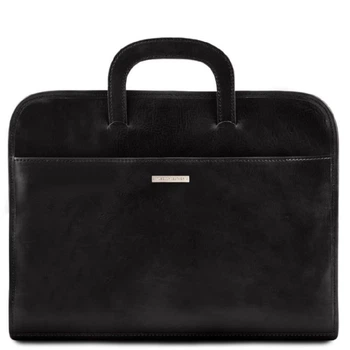Мужская кожаная папка Tuscany Leather черная портфель для документов и деловых бумаг сумка для работы (654458)