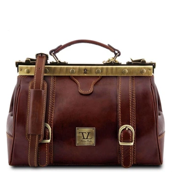 Кожаная сумка саквояж Tuscany Leather коричневая с плечевым ремнем для женщин и мужчин сумка для путешествий (654463)