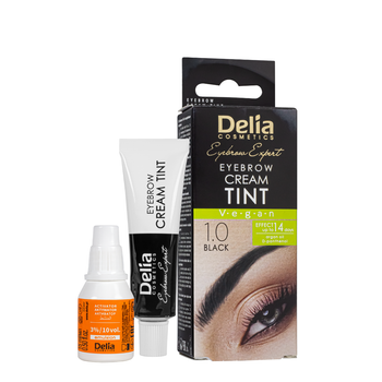 Крем-краска для бровей с маслом арганы Delia cosmetics Color Cream без аммиака, 1.0 Чёрная