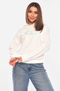 Худі жіноче білого кольору з принтом Fashion розмір 48 (210393)