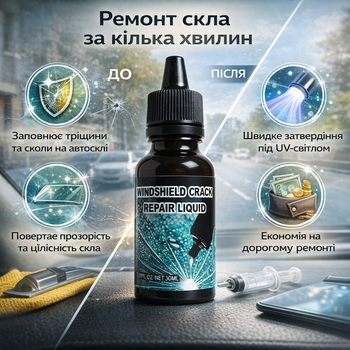 Полимер для ремонта стекла Windshield Crack Repair Liquid 30 мл заполнитель трещин на автостекле