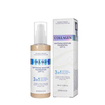 Тональный крем для лица осветляющий Enough 3 в 1 Сollagen Moisture Foundation SPF 15 100 мл, № 21 Песочно-бежевый