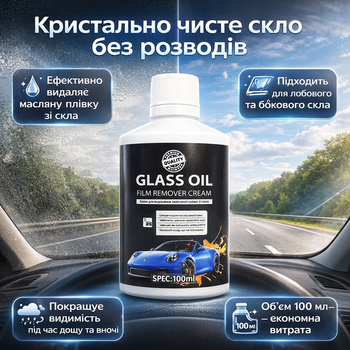Средство для очистки автомобильных стекол Glass Oil Film Remover Cream от масляной пленки 100 мл