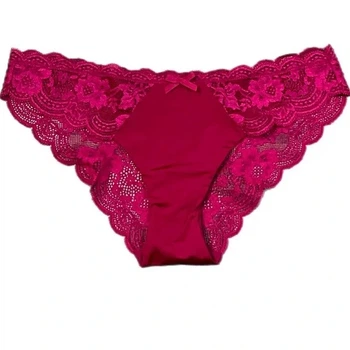 Трусики чікі Victoria's Secret Dream Angels Supersoft Satin & Floral Lace Cheekini Panty S Бордовий (26248418)