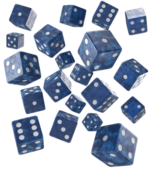 Набір кісток Q-Workshop Повний комплект K6 Кобальтово-білий 20 елементів (5907699498451)