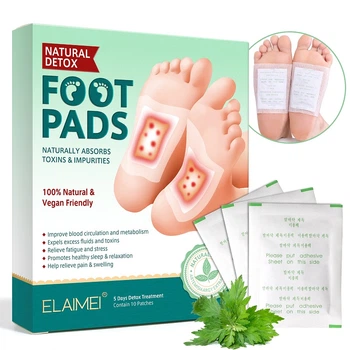 Пластирі для ніг трав'яні Elaimei Foot Pads полин і імбир 5 пар