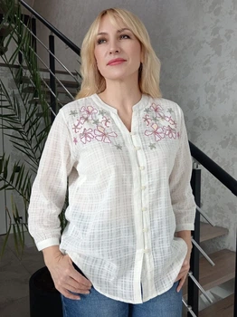 Блуза батистова з квітковою вишивкою бежева (952) 52
