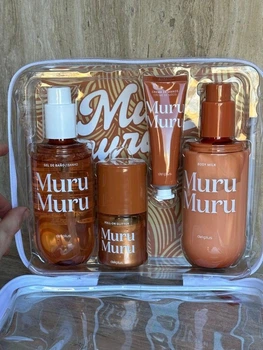 Набір для догляду за тілом Murumuru body care women's pack Deliplus (гель для душу + молочко для тіла + крем для рук + кульковий блиск для тіла + косметичка), 595 мл
