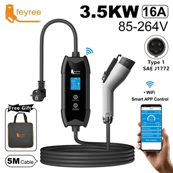 Зарядка для электромобиля Feyree 3.5кВт 16A, Type1 - Cat-EV-F9: App Version Wi-Fi