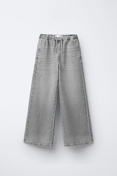 Джинси wide leg зі шнурками Zara 4441/696 164см Сірі (04441696802164)