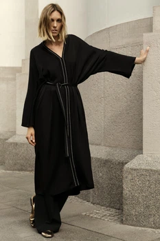 Сукня-туніка zw collection з декоративними строчками Zara 8957/100 S Чорна (08957100800S)