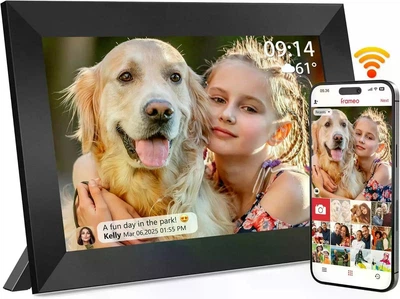 Цифровая фоторамка Frameo 10.1 дюймов 32Gb встроенной памяти с сенсорным управлением WiFi электронная рамка для фото подарка приложение FRAMEO сенсорный экран 1280x800 HD IPS интерактивный фотоальбом черная