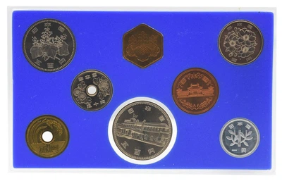 Набір монет Японія набір із 8 монет 1985 UNC 1, 5, 10, 50, 100, 500, 500 єн, пам’ятна медаль