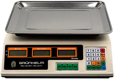 Весы торговые Grunhelm GSC-052 до 50 кг (BP102527) с калькулятором и аккумулятором
