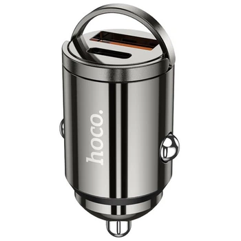 Зарядне автомобільне HOCO DZ7 (USB QC3.0+Type-C PD20W) швидка зарядка в машину для пристроїв Сірий