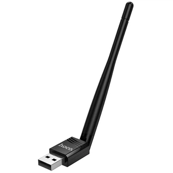 Бездротовий мережевий WiFi Adapter Hoco HI37 до 150 Мбіт/с, USB 2.0 Зовнішня антена для ПК 2.4Ghz Чорний