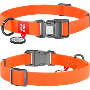 Нашийник для собак WAUDOG Waterproof з QR паспортом, водостійкий, пластикова пряжка-фастекс із замком, S, 25-35 см 15 мм Помаранчевий (27394)