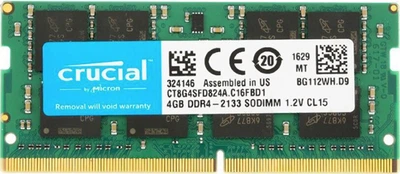 Оперативная память Cruical 8Gb DDR4-2400 PC4-19200 (CT8G4SFD824A) SODIMM Non-ECC Small Outline - Б/У
