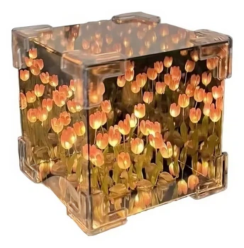 3D нічник-світильник Нескінченні тюльпани у кубі MLT Tulip Lamp