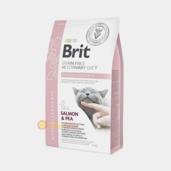 Корм сухой Brit Grain Free VetDiet Cat Hypoallergenic для кошек с пищевой аллергией и непереносимостью с лососем и горохом, 2кг