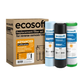 Комплект картриджів Ecosoft 1-2-3 AQUAGREEN з функцією економії води (CHV3ECOAGR)