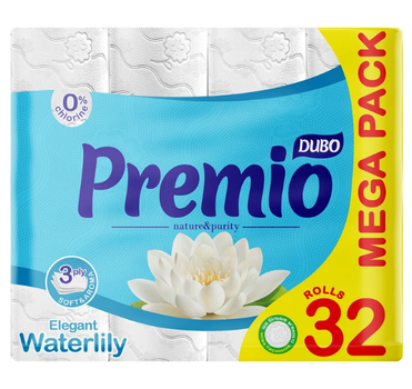 Туалетний папір ДИВО Premio тришаровий Waterlilly 32 шт (4820003837757)