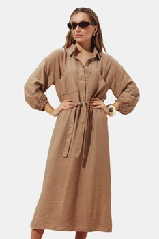 Жіноча літня сукня з льону Seventeen XXL-3XL Бежевий (2000000205458)