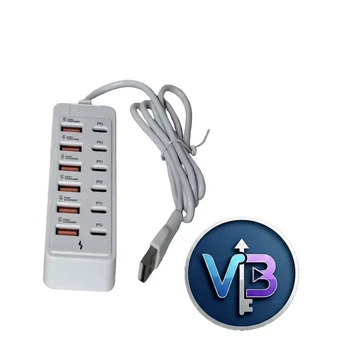 12-Портова USB зарядна станція 66Вт- Мультифункціональний хаб 6 USB + 6 TYPE-C PD
