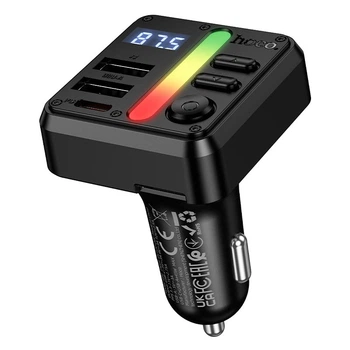 Автомобільний адаптер HOCO Libre car BT FM transmitter E89 |2USB/1Type-C, 45W/3A, PD/QC| Black