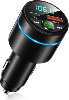 FM передатчик для авто BC61 A2 Bluetooth 5.3 металлический быстрая зарядка PD 30 Вт QC3.0 18 Вт hands-free шумопоглощение синий (BC61-A2)