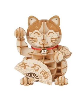 Деревянный конструктор 3D-пазл Счастливый кот Rolife Lucky Cat TG303 (72 детали)