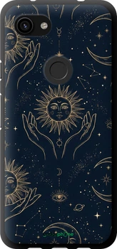 Чехол на Google Pixel 3a Celestial Harmony: Sun & Moon Gold Mystic Pattern "6778b-1700-70447"