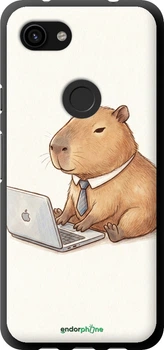 Чехол на Google Pixel 3a Funny Capybara CEO Working "6777b-1700-70447"