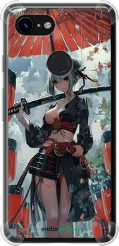 Чехол на Google Pixel 3 Гейша-воин "6124sp-1528-70447"