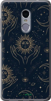 Чехол на Xiaomi Redmi Note 4 Celestial Harmony: Sun & Moon Gold Mystic Pattern "6778t-352-70447"