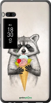 Чехол на Meizu Pro 7 Plus Енотик с мороженым "4602u-1131-70447"