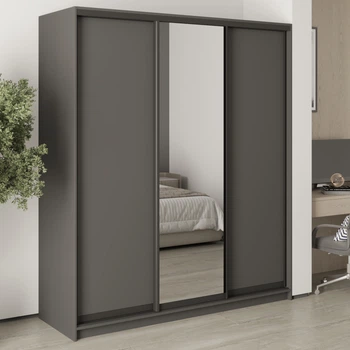 Шкаф-купе трехдверный MebelStar Комбо BG 2ДСП/Зеркало 180x45x210 см Антрацит (MBS-9068)
