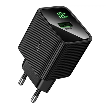 Сетевое зарядное устройство Hoco CS81A, USB, QC, с дисплеем, 18W, black
