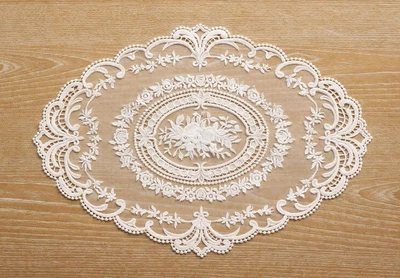 Кружевная сервировочная салфетка 29*41 см Lace Bouquet, цвет - молочный белый (445-272)