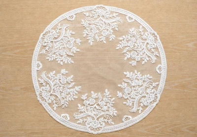 Кружевная сервировочная салфетка D40см Classic Lace, цвет - молочный белый (445-258)