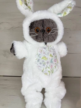 Мягкая игрушка Basik&Co Кот Басик в меховом комбинезоне 35 см