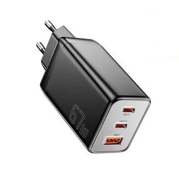 Мережевий зарядний пристрій Essager 67W GaN Travel charger Black