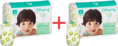 Упаковка подгузников Offspring Hairykiwi размер L 9-13 кг 36 шт х 2 пачки (9355465008230/9355465008230)