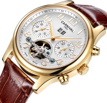 Мужские часы Carnival Swiss Brown Leather