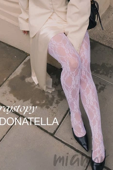 Колготки кружевные с цветочным принтом FIORE Donatella I5000 M Белые