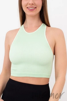 Топ безшовний в рубчик GIULIA Halter Top Rib Green Ash S/M Фісташковий