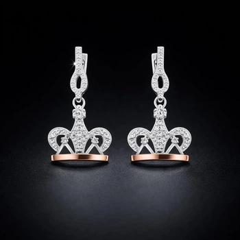 Серебряные серьги Корона с золотыми вставками